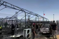 یک قربانی در آتش‌سوزی موکب زائران در مهران