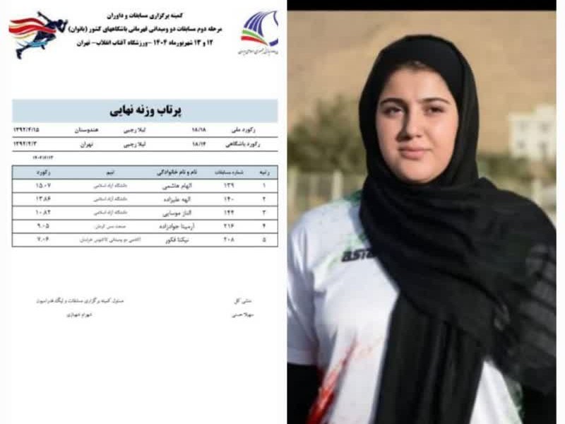 ورزشکار ایلامی نایب‌قهرمان پرتاب وزنه کشور شد