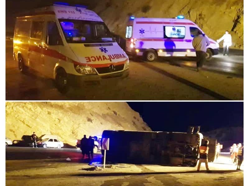 واژگونی اتوبوس زائران در ایلام