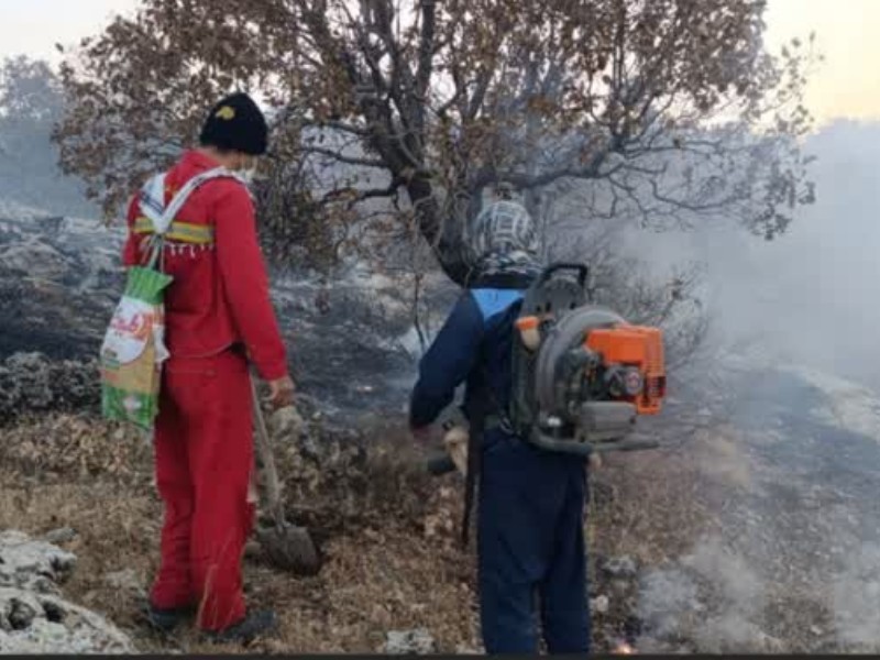 مهار آتش‌سوزی گسترده عرصه‌های طبیعی ایوان