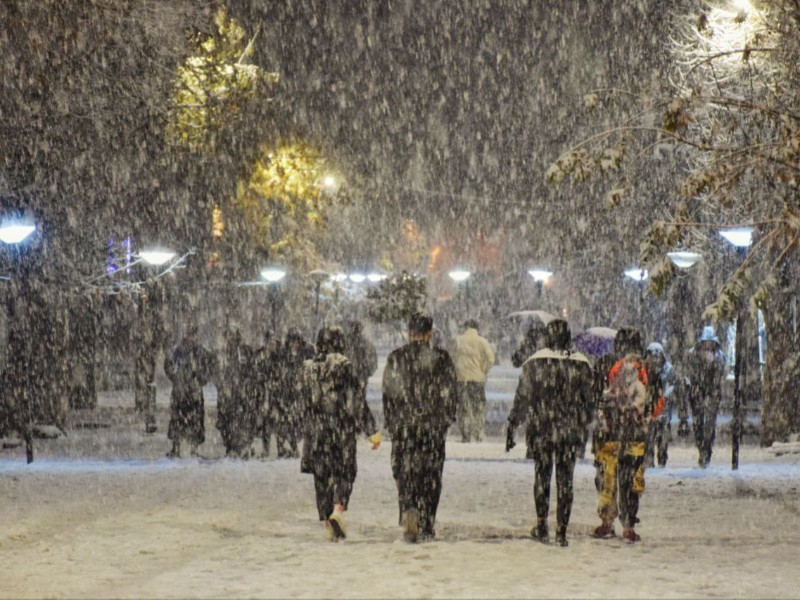 چهره زمستانی شهر ایلام در شب برفی