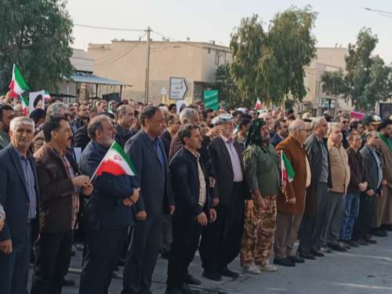 راهپیمایی مردم مهران علیه اغتشاشگران
